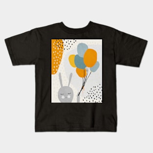 Rabbit, Balloons, Bunny, Abstract, Mid century modern kids wall art, Nursery room Kids T-Shirt